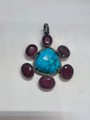 Flower Turquoise Diamond Pendant — Sands Swim jewelry